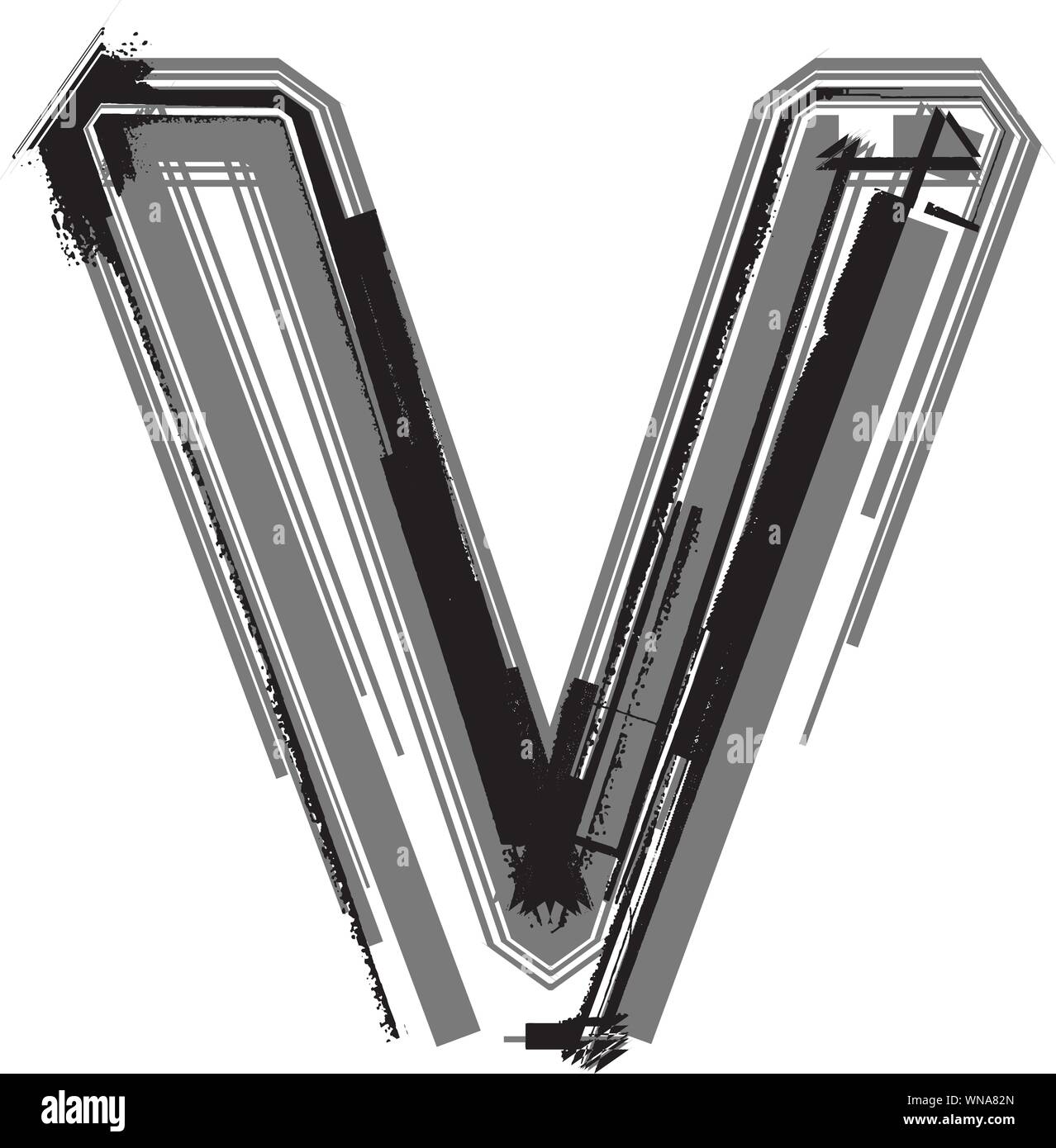 Grunge font. Letter v Stock Vector Image & Art - Alamy