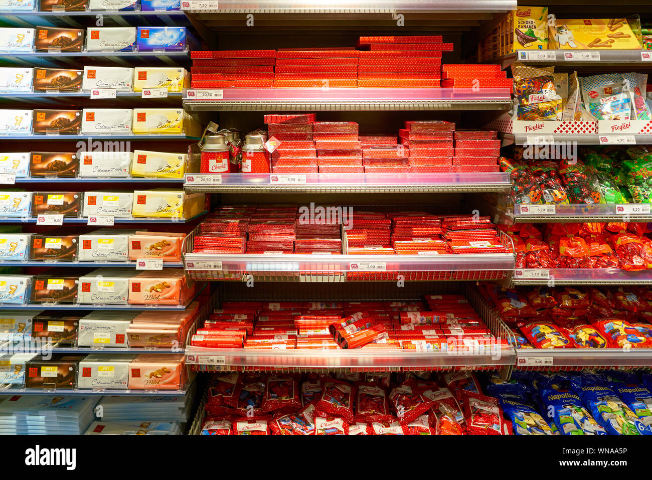 ZURICH, SWITZERLAND CIRCA OCTOBER, 2018 interior shot of Migros