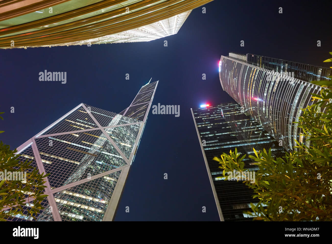 HONG KONG, CHINA - CIRCA JANUARY, 2019: skyscrapers Hong Kong at night. Stock Photo