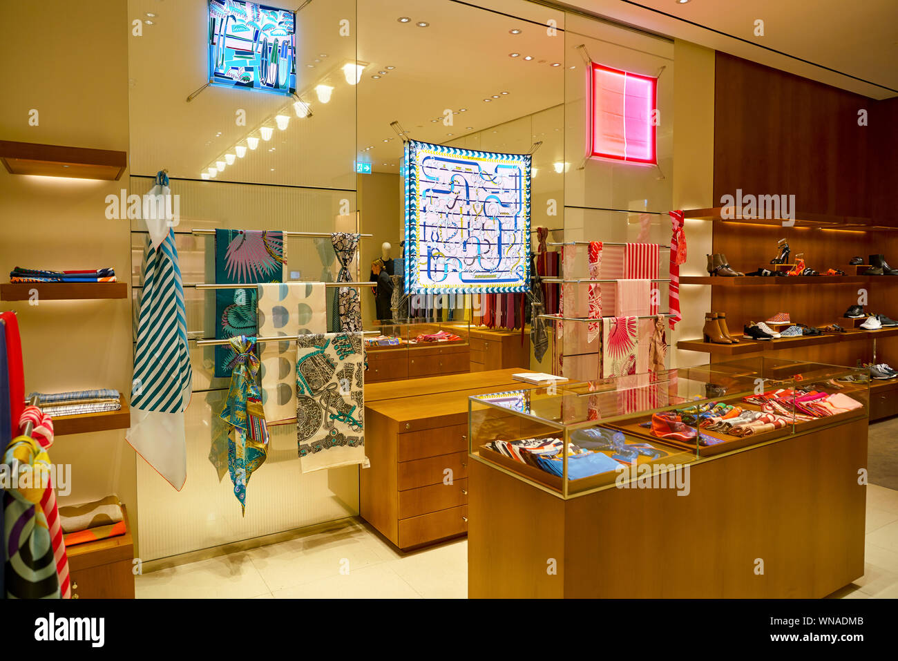 ZURICH, SWITZERLAND CIRCA OCTOBER, 2018 interior shot of Hermes shop
