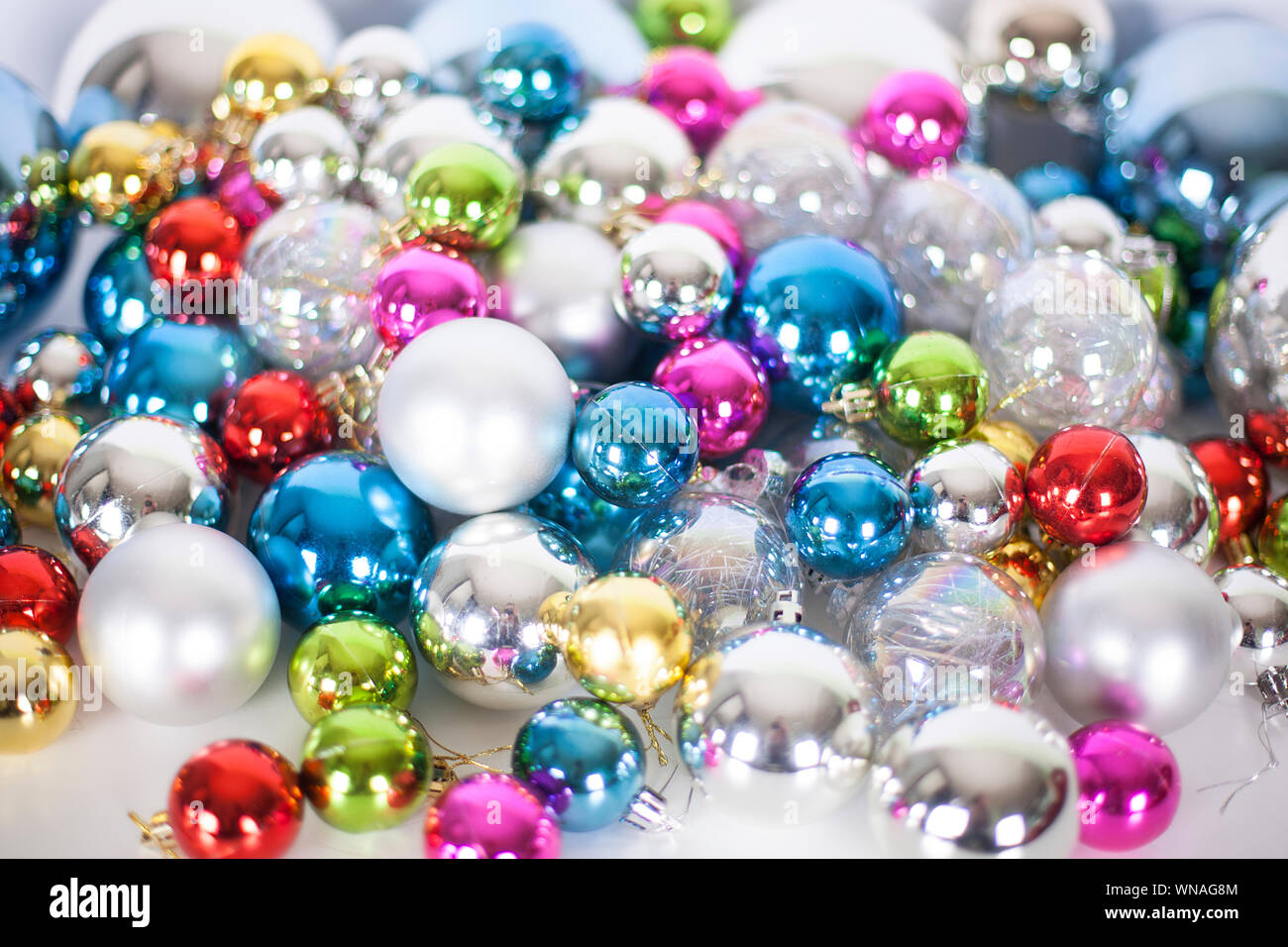 bright colored christmas balls