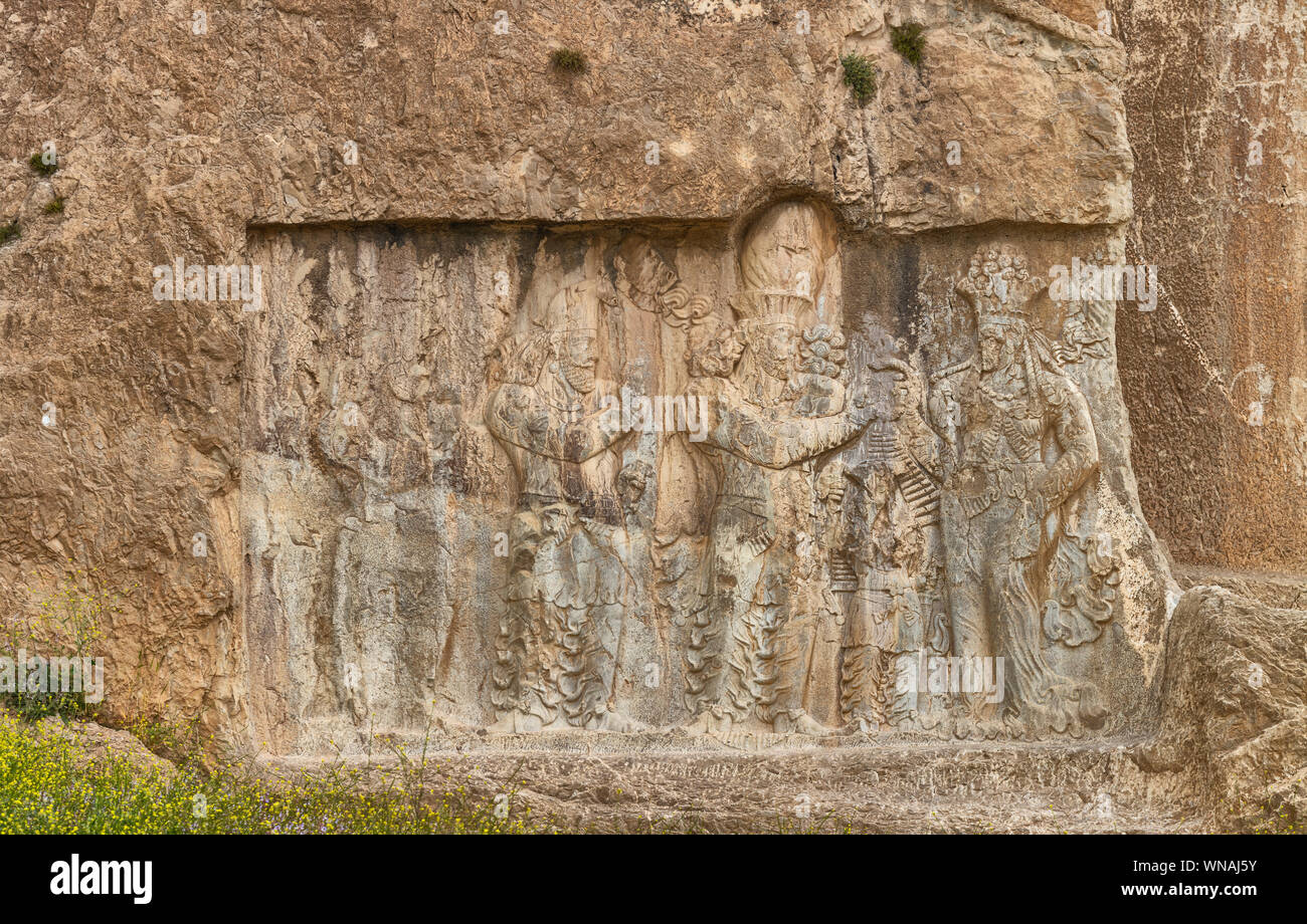 Narseh Investiture of Narseh (293-303), Sassanid relief, Naqsh-e Rostam ...
