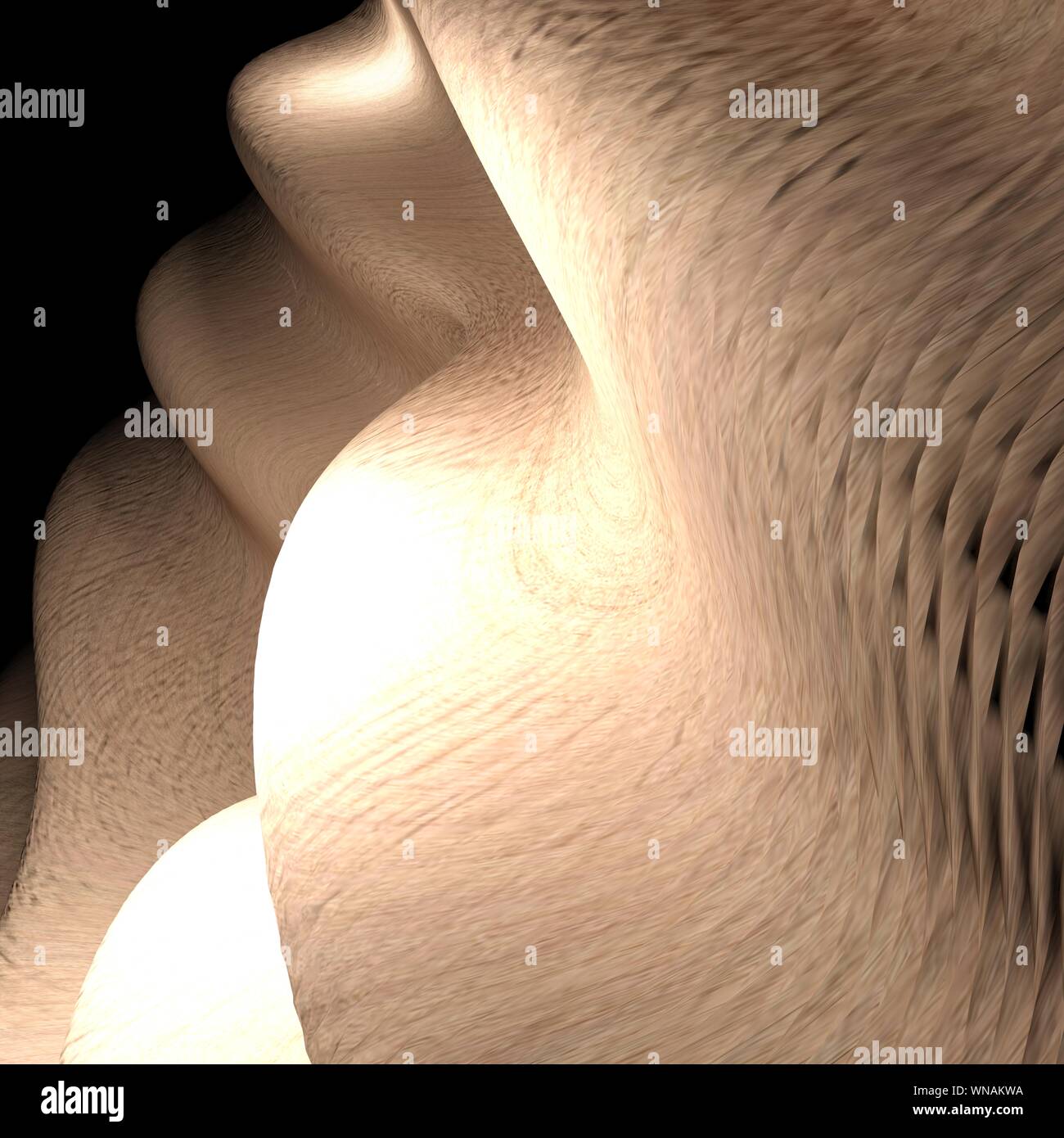 Abstract waving surface on black background - 3D rendering illustration Stock Photo
