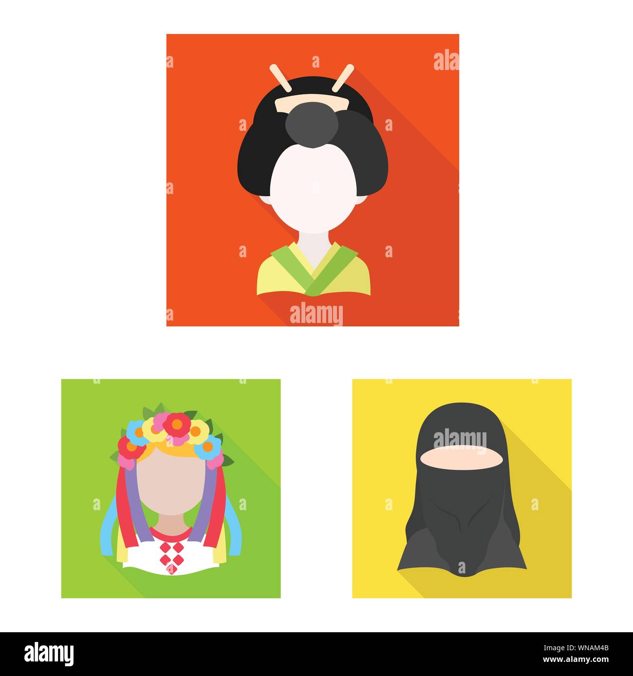 Vector illustration of nation and race icon. Set of nation and user ...