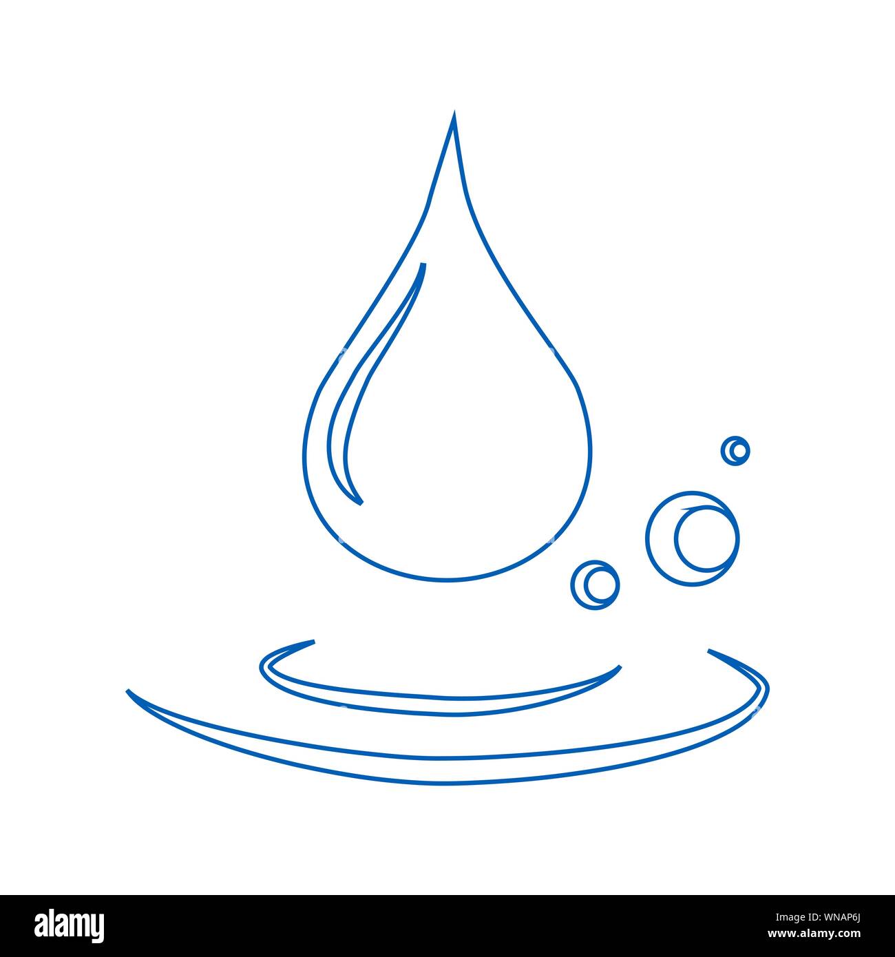 Water drop and spill. Blue water drop and water spill Stock Vector