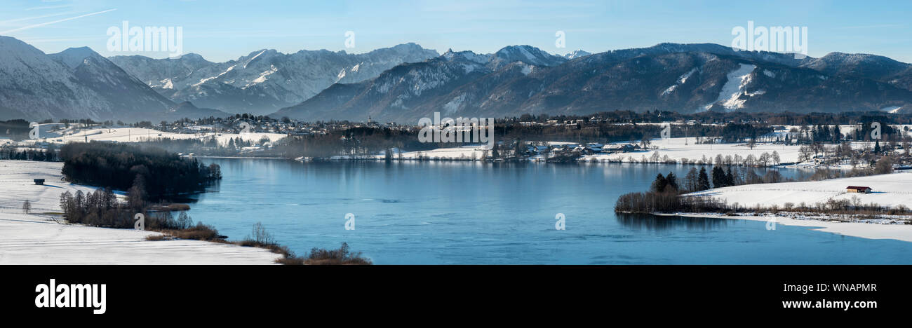 panoramic tranquil landscape at winter in germany Stock Photo