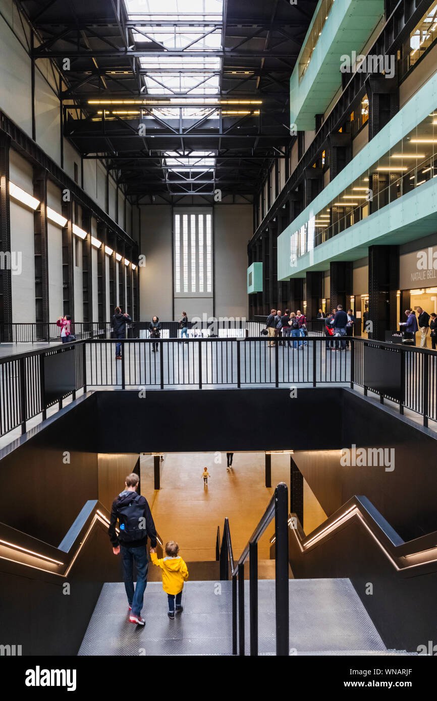 England, London, Southwark, Bankside, Tate Modern Art Gallery, Interior View of The Turbine Hall Stock Photo