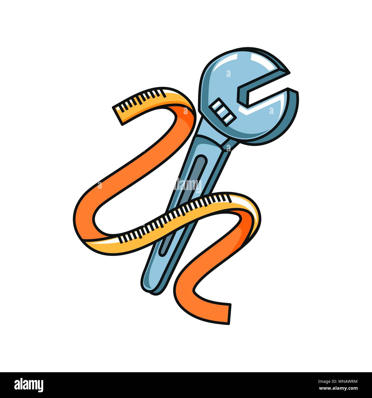 measure tape with wrench tool vector illustration design Stock Vector ...