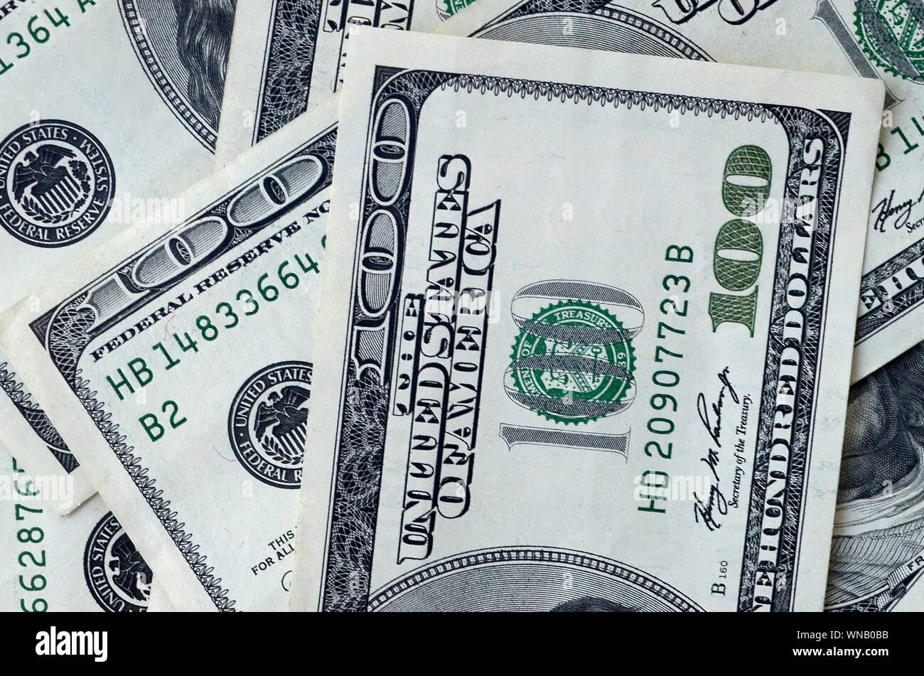 Business background with many hundred dollar bills. US currency money Stock Photo - Alamy