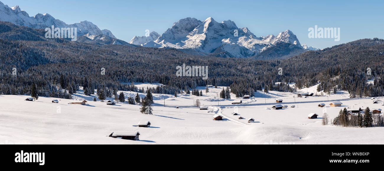 panoramic tranquil landscape at winter in germany Stock Photo