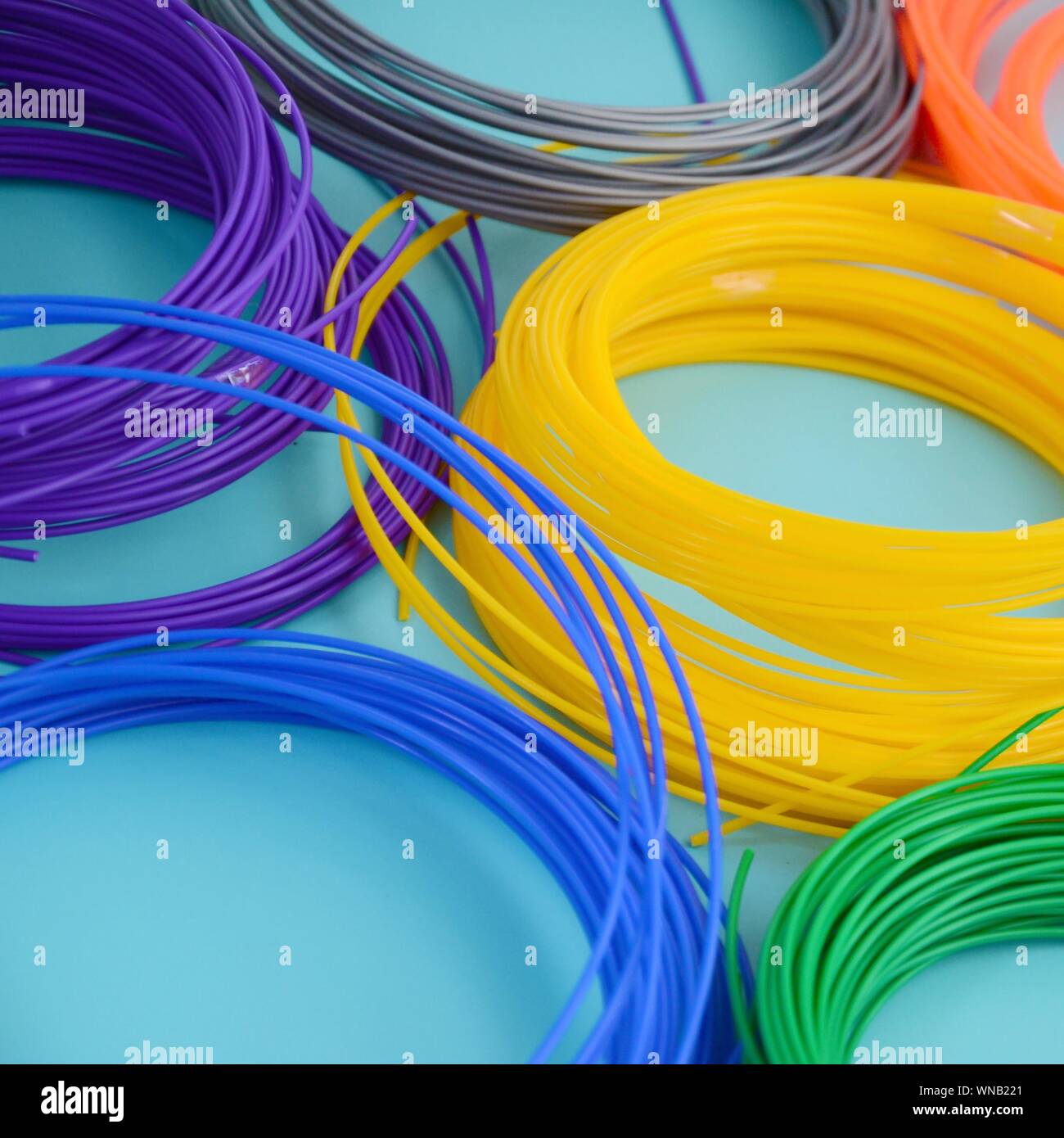 3D printing pen filaments of various colors. Plastic PLA and ABS filament  material for printing on a 3D pen or printer Stock Photo - Alamy