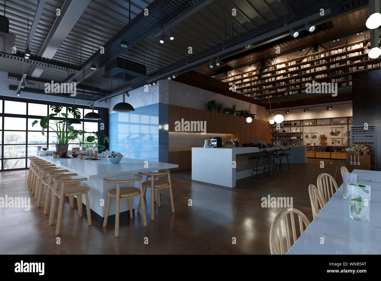 restaurant, interior visualization, 3D illustration Stock Photo - Alamy