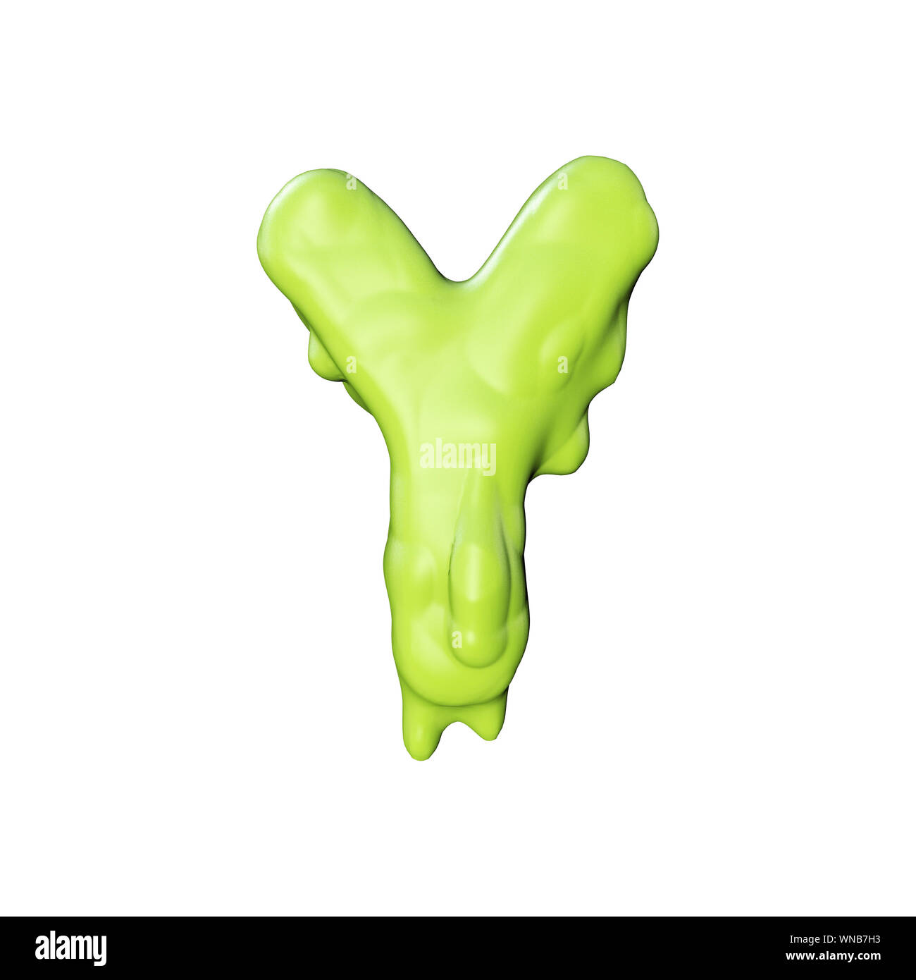 Letter Y green slime oozing halloween font. 3D Rendering Stock Photo