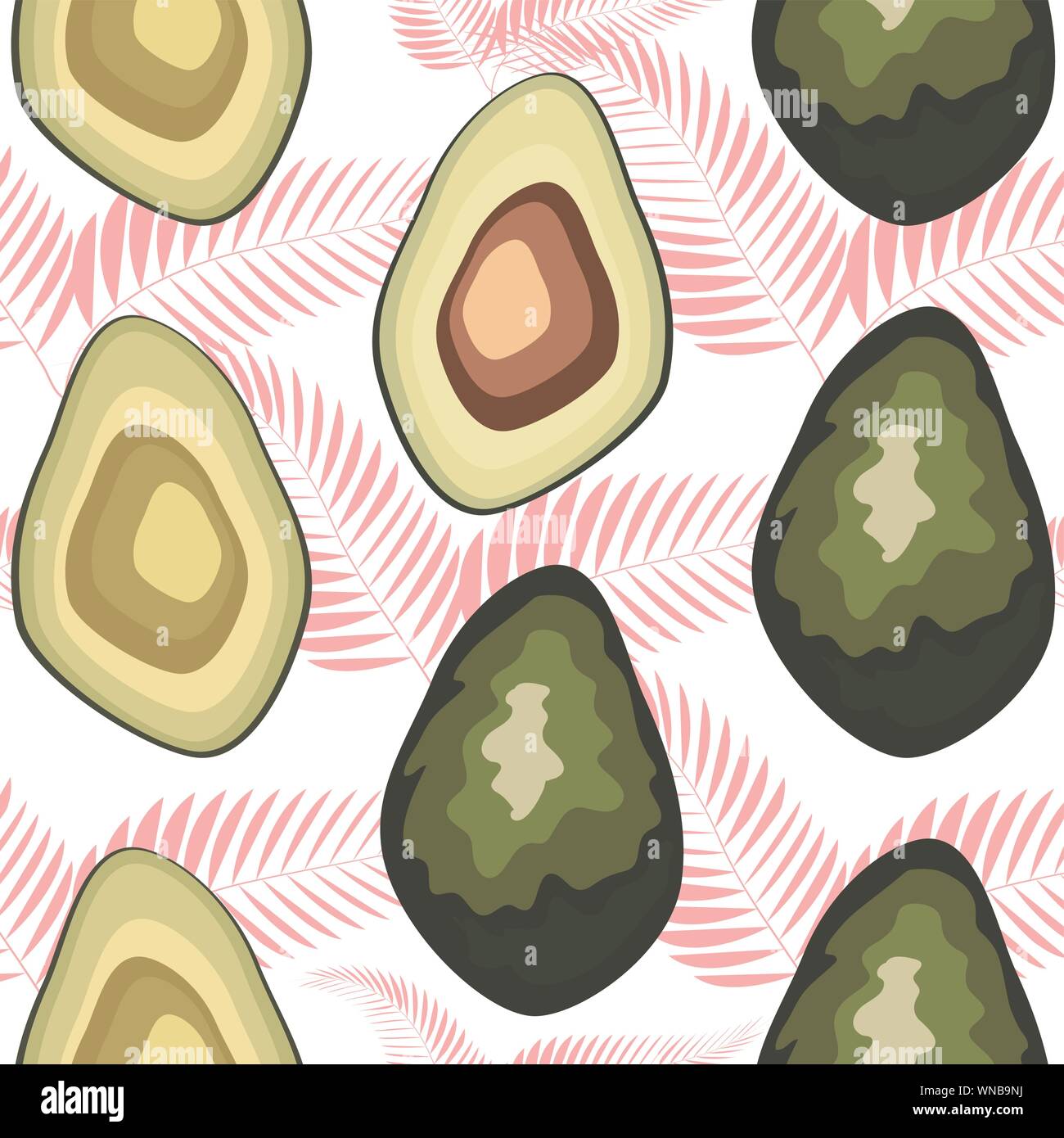 Tropical seamless pattern with avocado and leaves. Pattern for kitchen ...