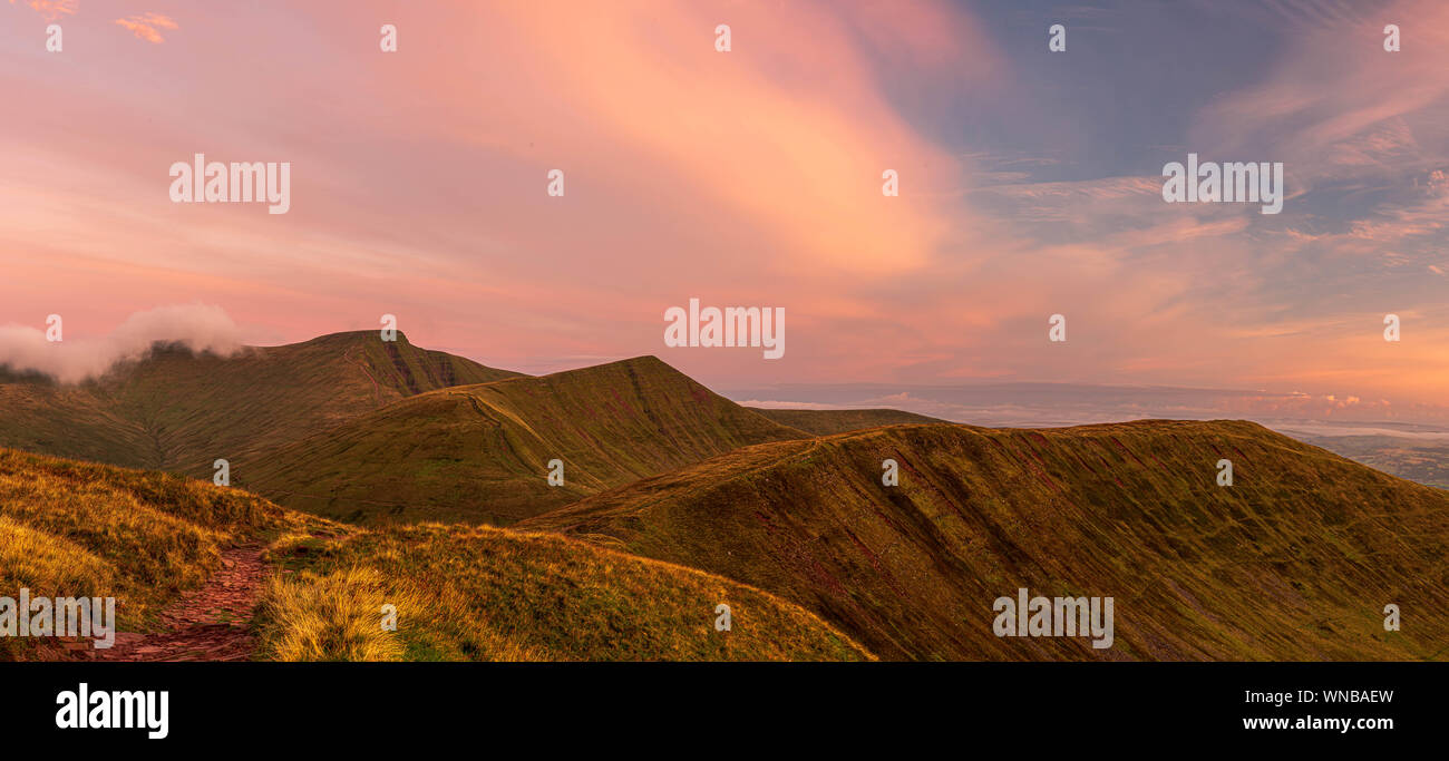 THE CENTRAL BRECON BEACONS RANGE AT DAWN Stock Photo