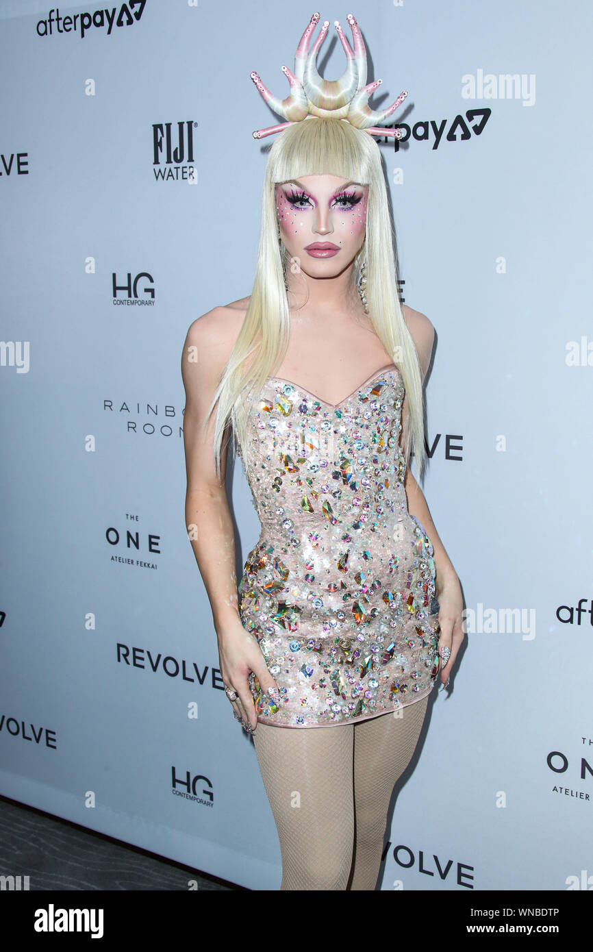 New York City, United States. 05th Sep, 2019. MANHATTAN, NEW YORK CITY, NEW YORK, USA - SEPTEMBER 05: Drag queen Aquaria wearing The Blonds arrives at Daily Front Row's 2019 Fashion Media Awards held at The Rainbow Room at the Rockefeller Center on September 5, 2019 in Manhattan, New York City, New York, United States. (Photo by Xavier Collin/Image Press Agency) Credit: Image Press Agency/Alamy Live News Stock Photo