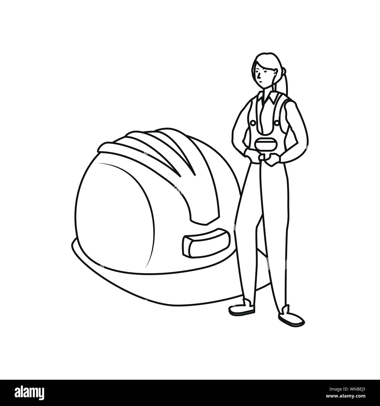 female builder worker avatar character vector illustration design Stock ...