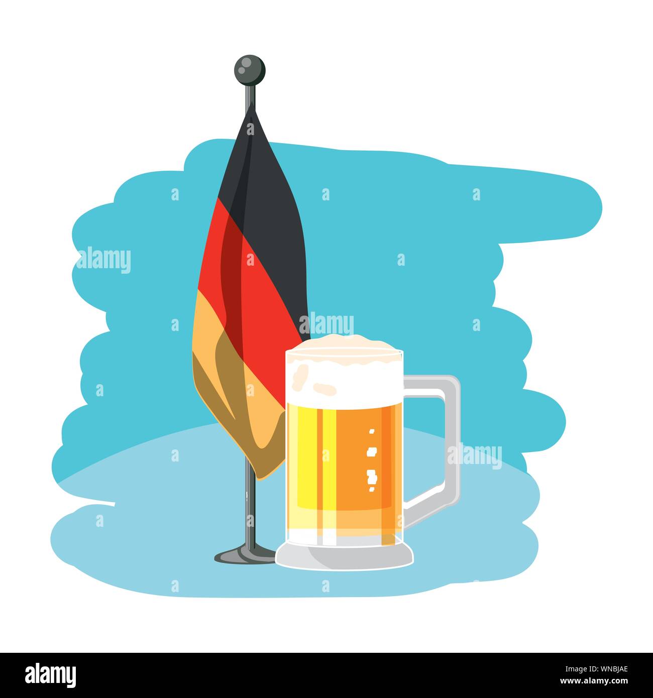jar of beer with germany flag in pole oktoberfest festival vector illustration design Stock Vector