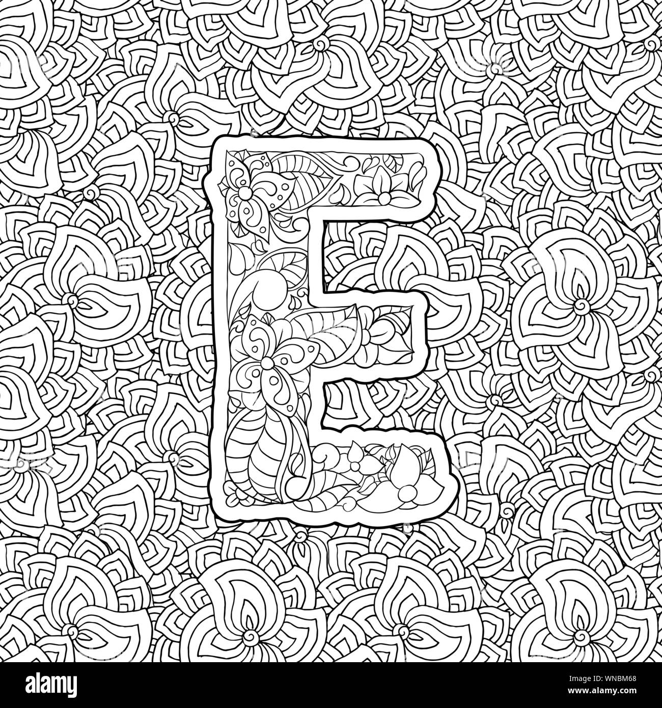 Coloring Book Floral Ornamental Alphabet Initial Letter E Font Vector Typography Symbol Antistress Page For Adults And Monograms Isolated Ornament Design On Patterned Background Stock Vector Image Art Alamy (perfect for adults with memory problems or alzheimer's) find more educational printables and fun activities for kids such as puzzles, games, brain teasers, bingo cards. alamy
