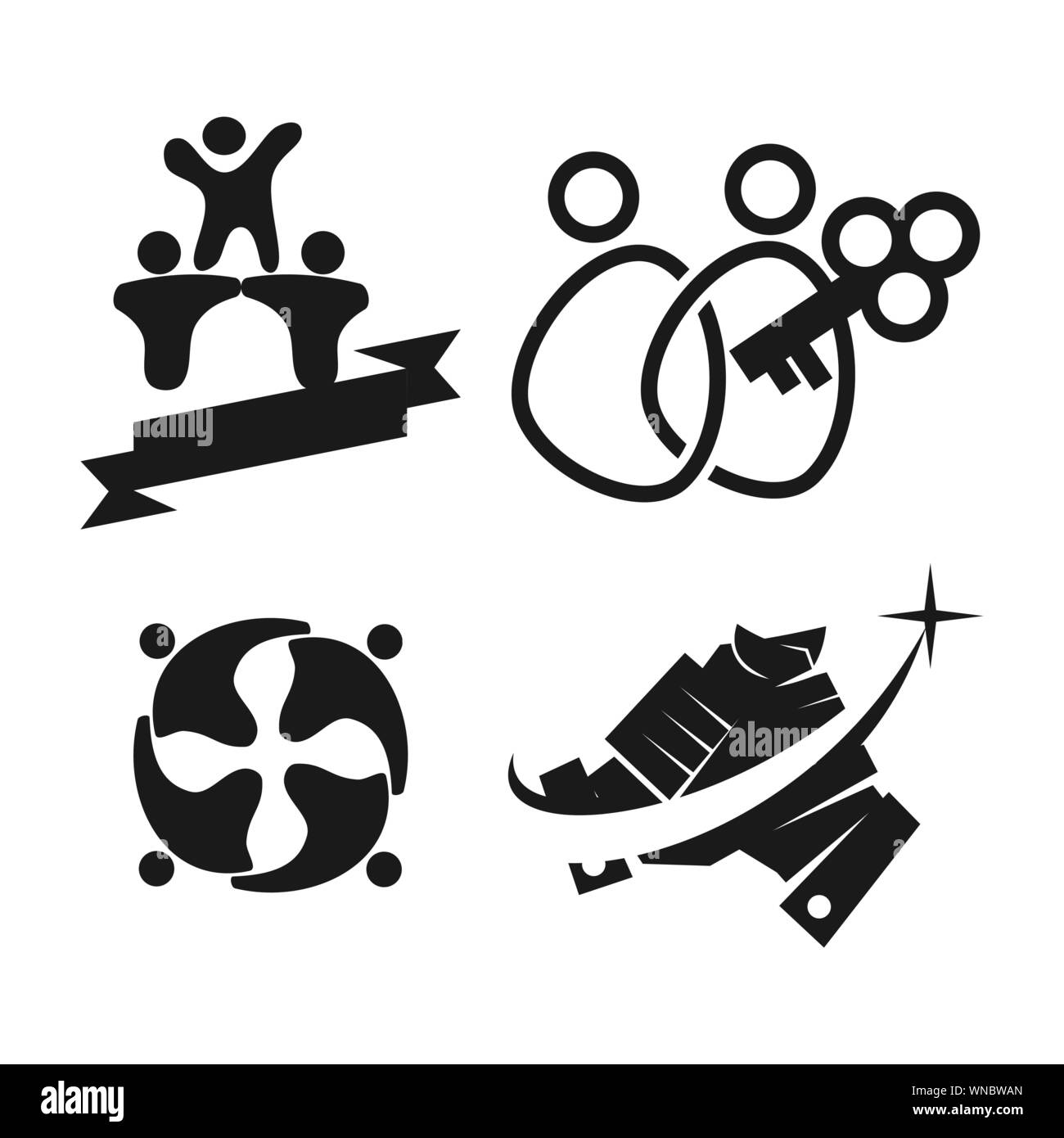 Commitment Teamwork Together Business Black Logo Illustration Vector ...