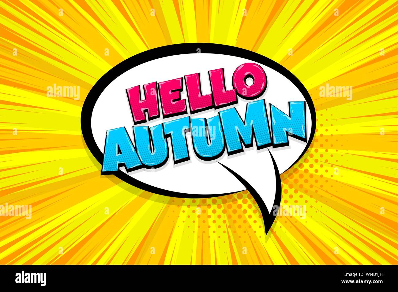 Automn comic text speech bubble pop art Stock Vector