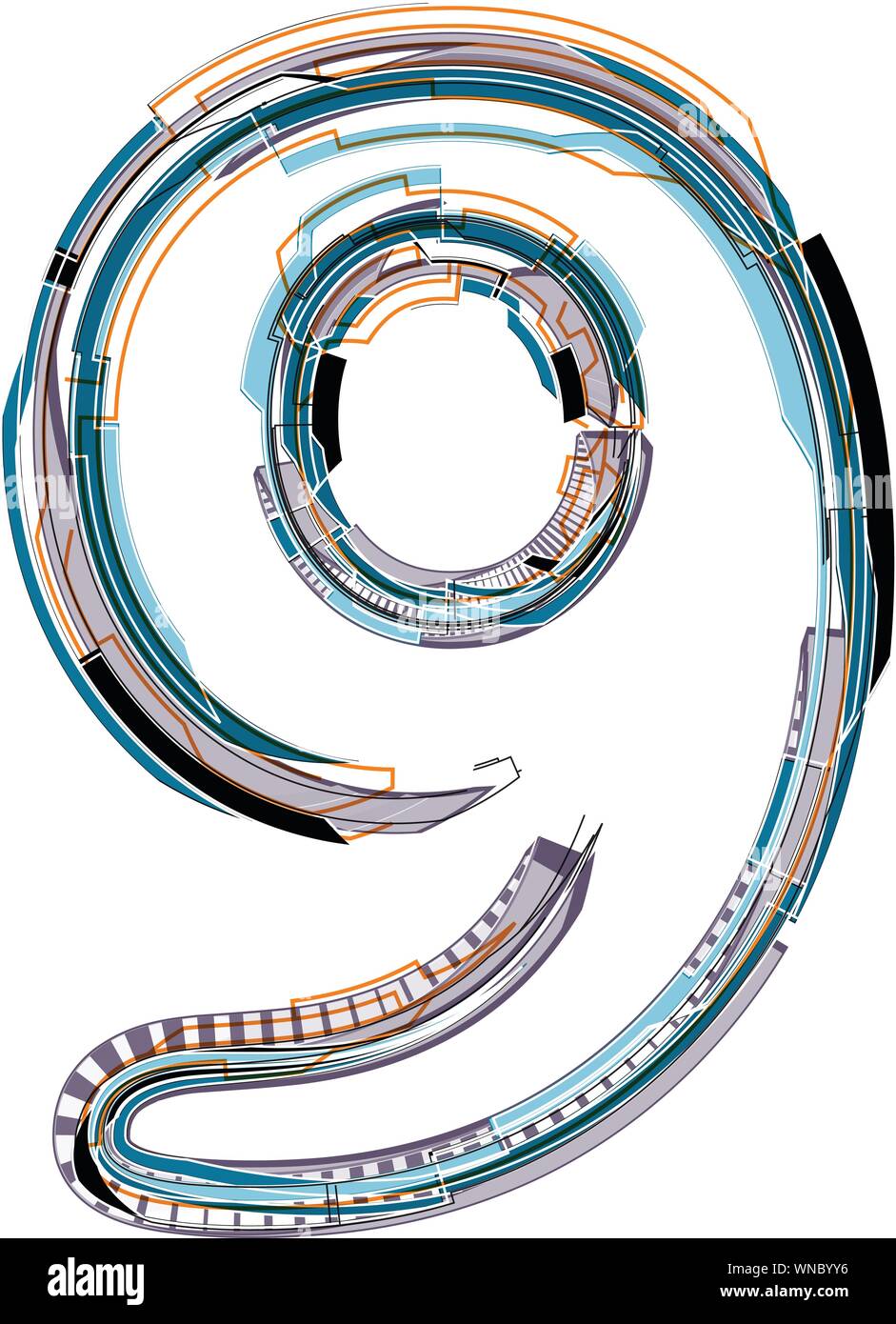 Font illustration NUMBER 9 Stock Vector Image & Art - Alamy