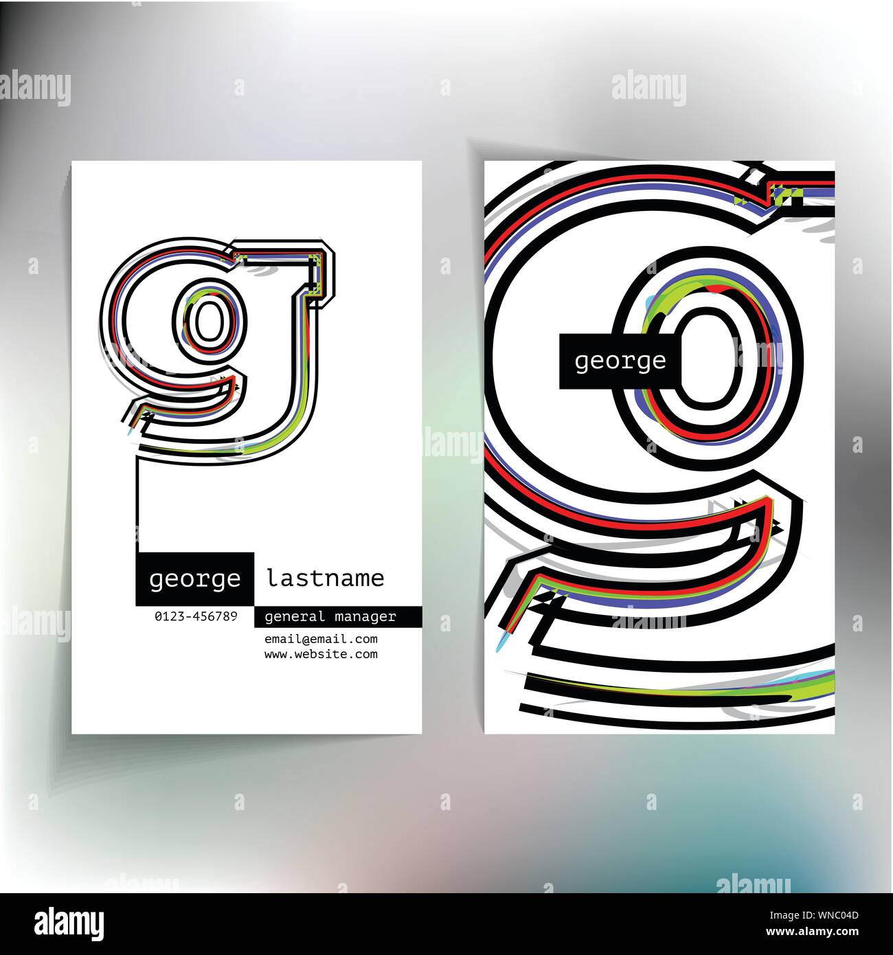 Business card design with letter g Stock Vector Image & Art - Alamy