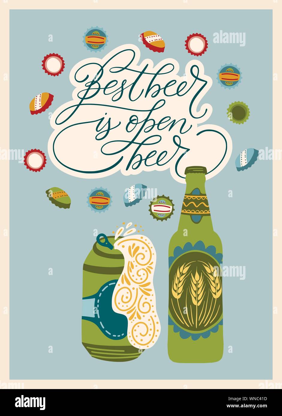 Beer festival vector ornate illustration. Oktoberfest detailed card with lettering quote in a