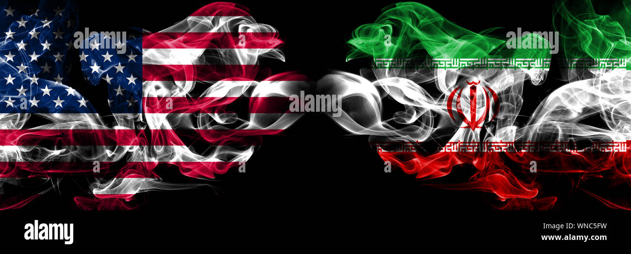 United States Of America Usa Vs Iran Iranian Background Abstract Concept Peace Smokes Flags Stock Photo Alamy