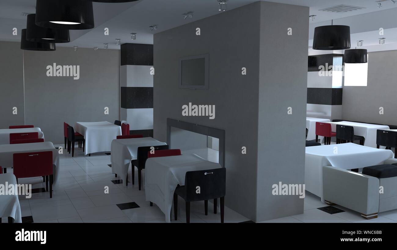 restaurant, interior visualization, 3D illustration Stock Photo - Alamy