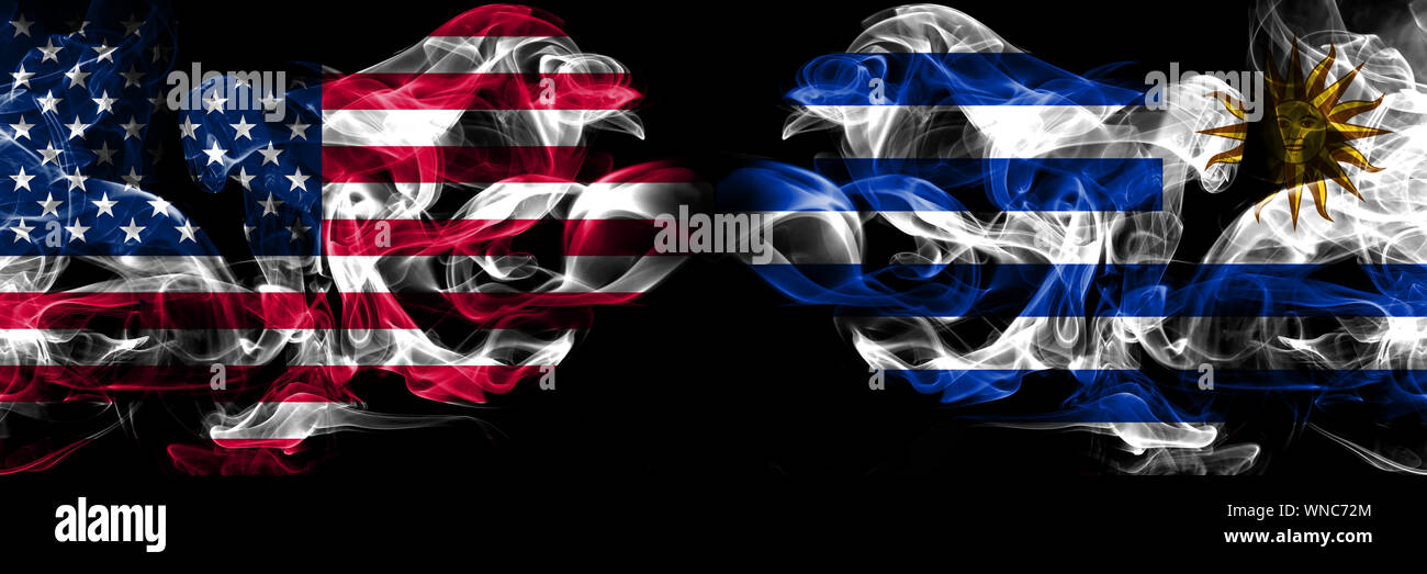 USA & Uruguay Flag Bumper Stickers - 2 Pack 3x2 Inch Vinyl Decals For Cars & Windows