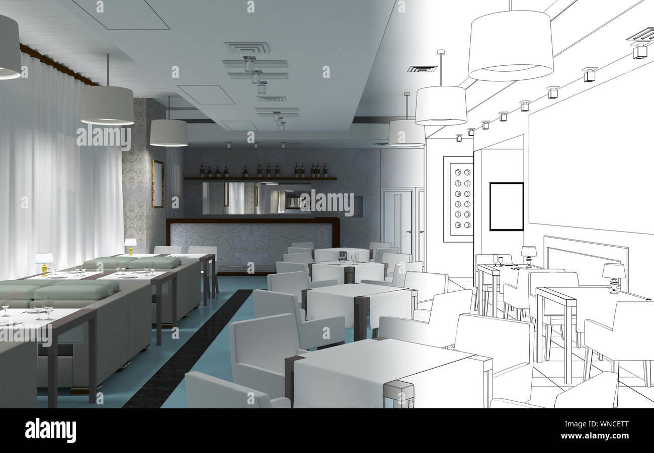 Restaurant interior visualization 3d hi-res stock photography and ...