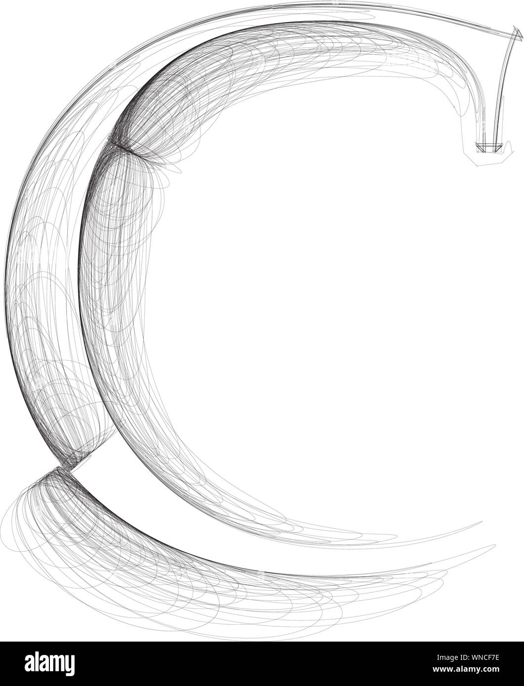 Hand draw font. LETTER C. Vector illustration Stock Vector Image & Art
