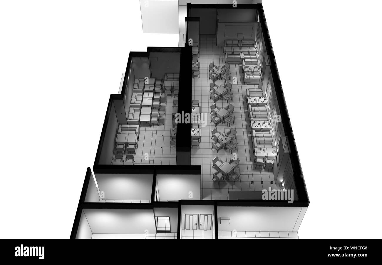 restaurant, interior visualization, 3D illustration Stock Photo Alamy