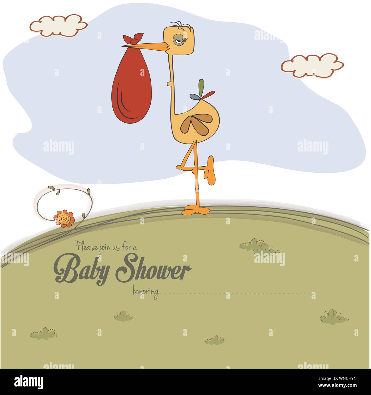 baby shower card with stork Stock Vector Image & Art - Alamy