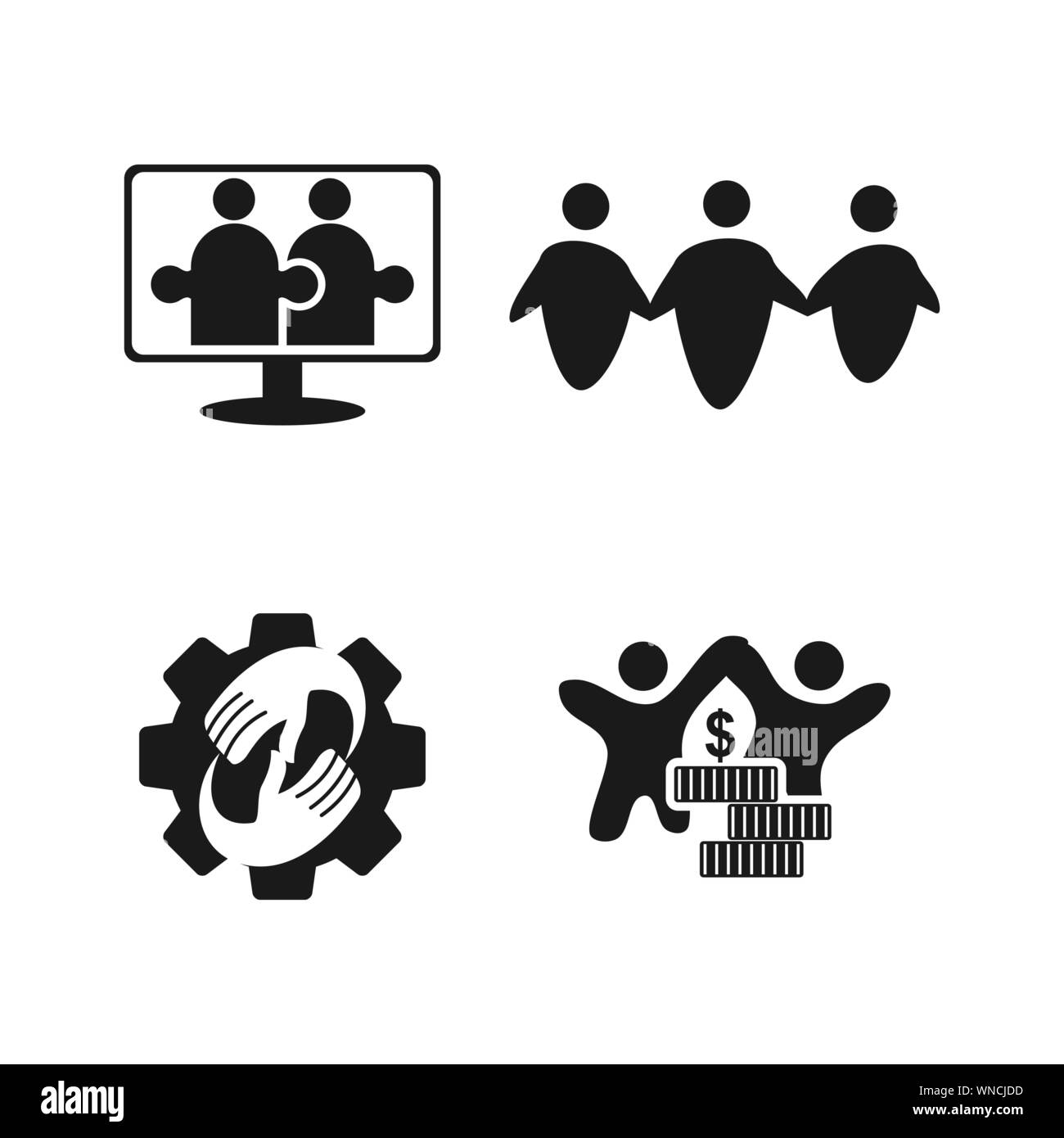 Commitment Teamwork Together Business Black Logo Illustration Vector ...