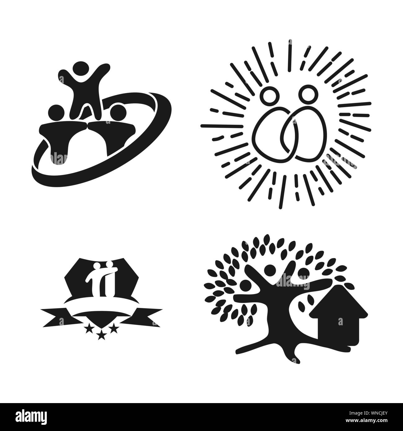 Commitment Teamwork Together Business Black Logo Illustration Vector ...