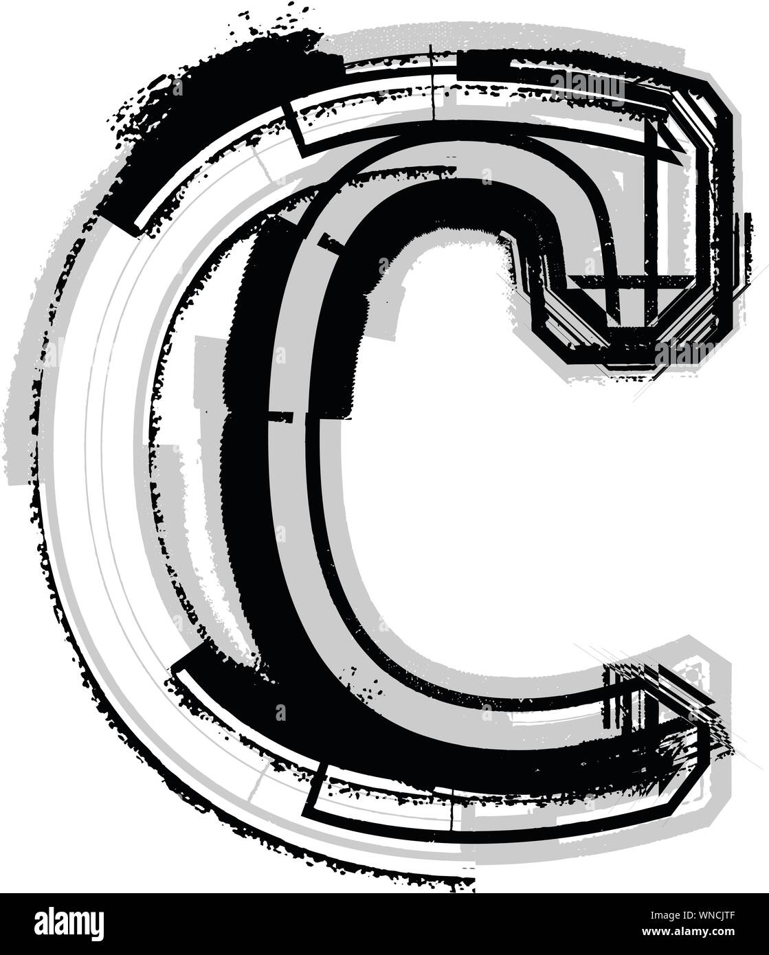 Grunge Font. Letter c Stock Vector