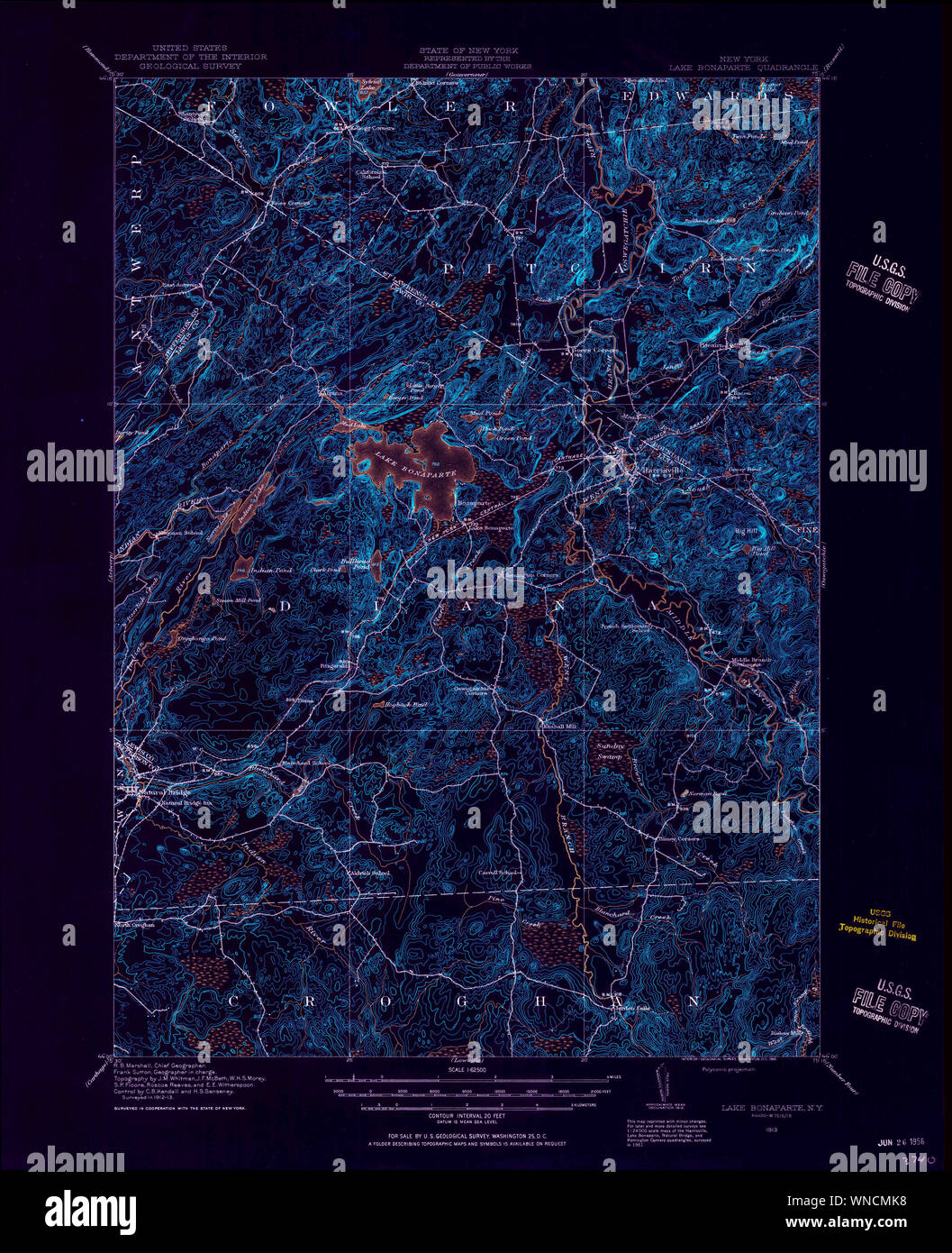 New York NY Lake Bonaparte 130151 1913 62500 Inverted Restoration Stock