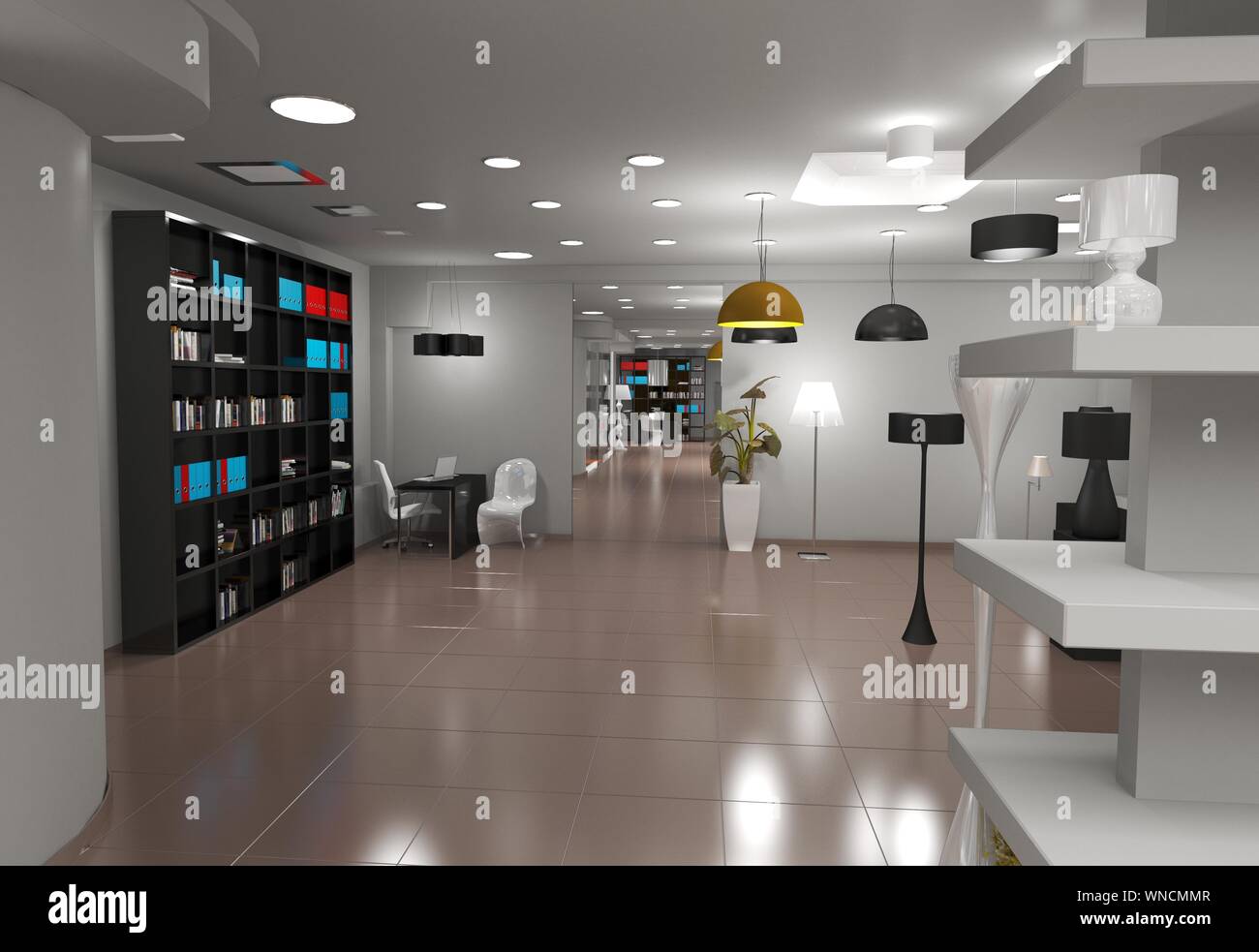 exhibition hall, interior visualization, 3D illustration Stock Photo ...