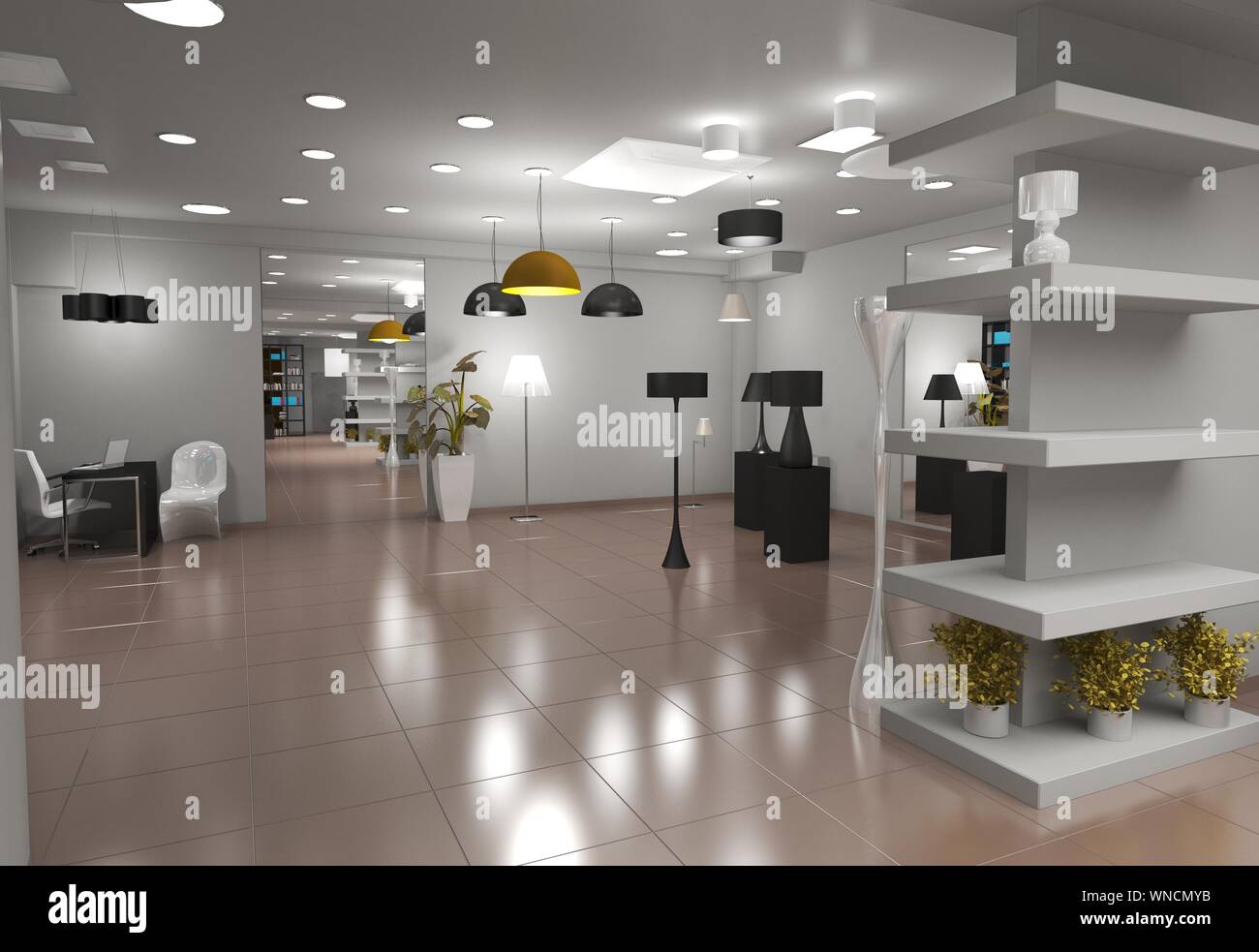 exhibition hall, interior visualization, 3D illustration Stock Photo ...