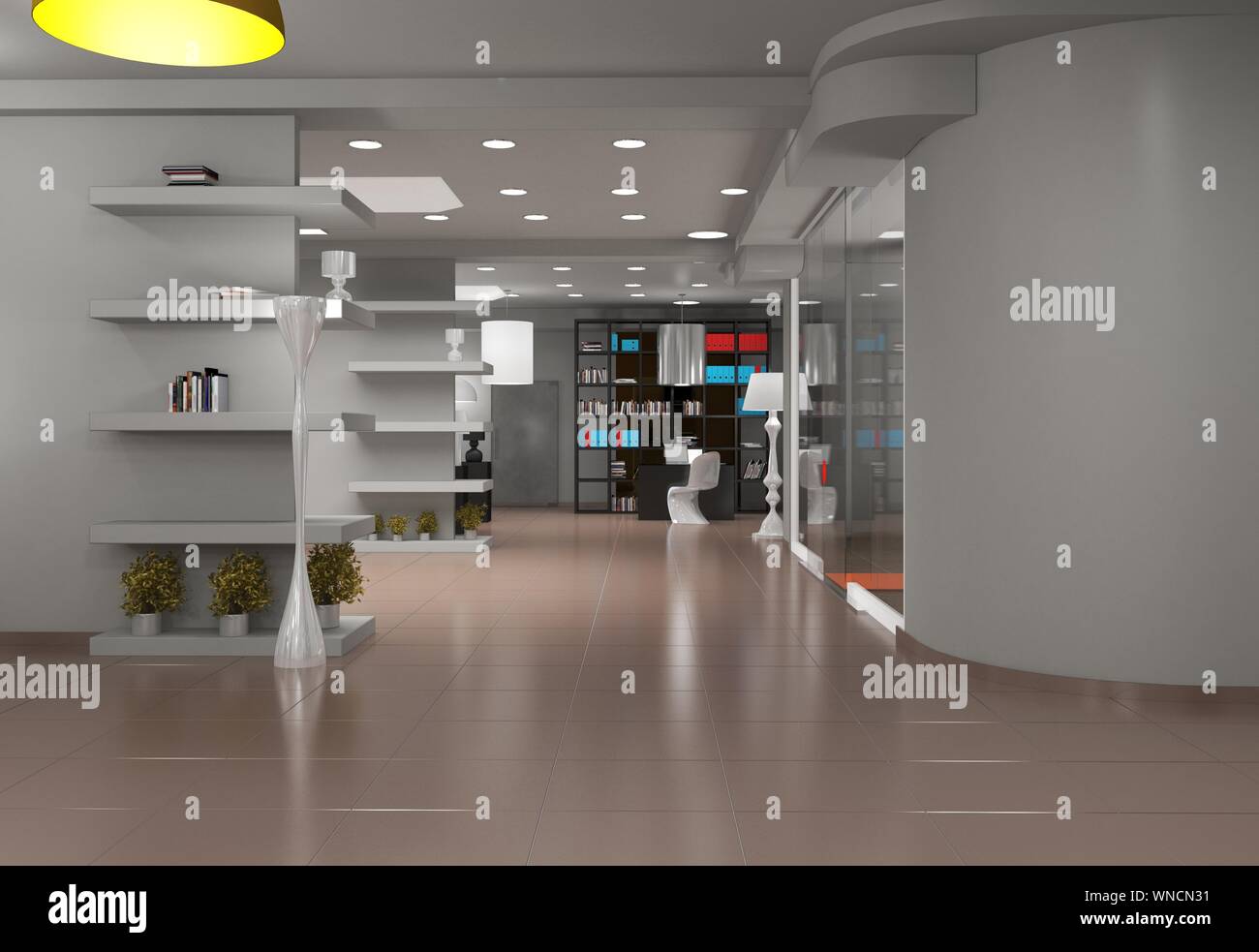 exhibition hall, interior visualization, 3D illustration Stock Photo ...