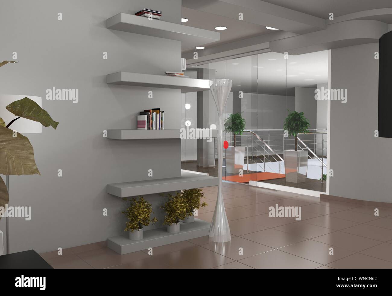 exhibition hall, interior visualization, 3D illustration Stock Photo ...