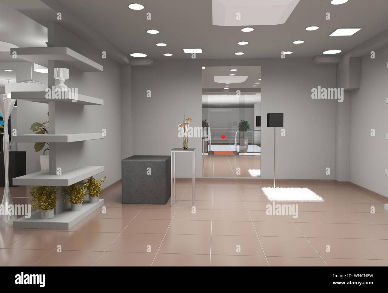 exhibition hall, interior visualization, 3D illustration Stock Photo ...