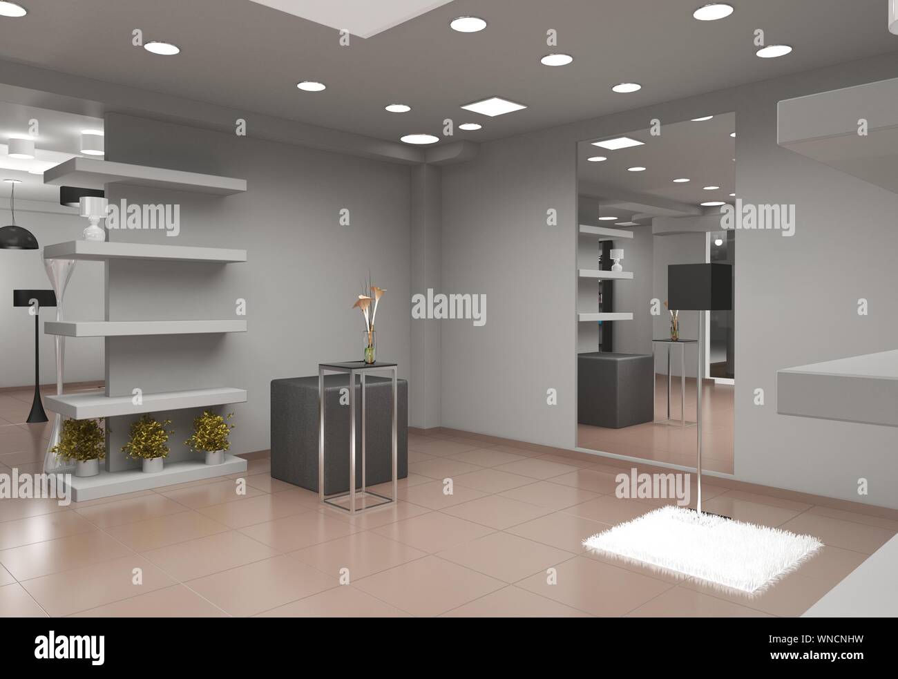 exhibition hall, interior visualization, 3D illustration Stock Photo ...