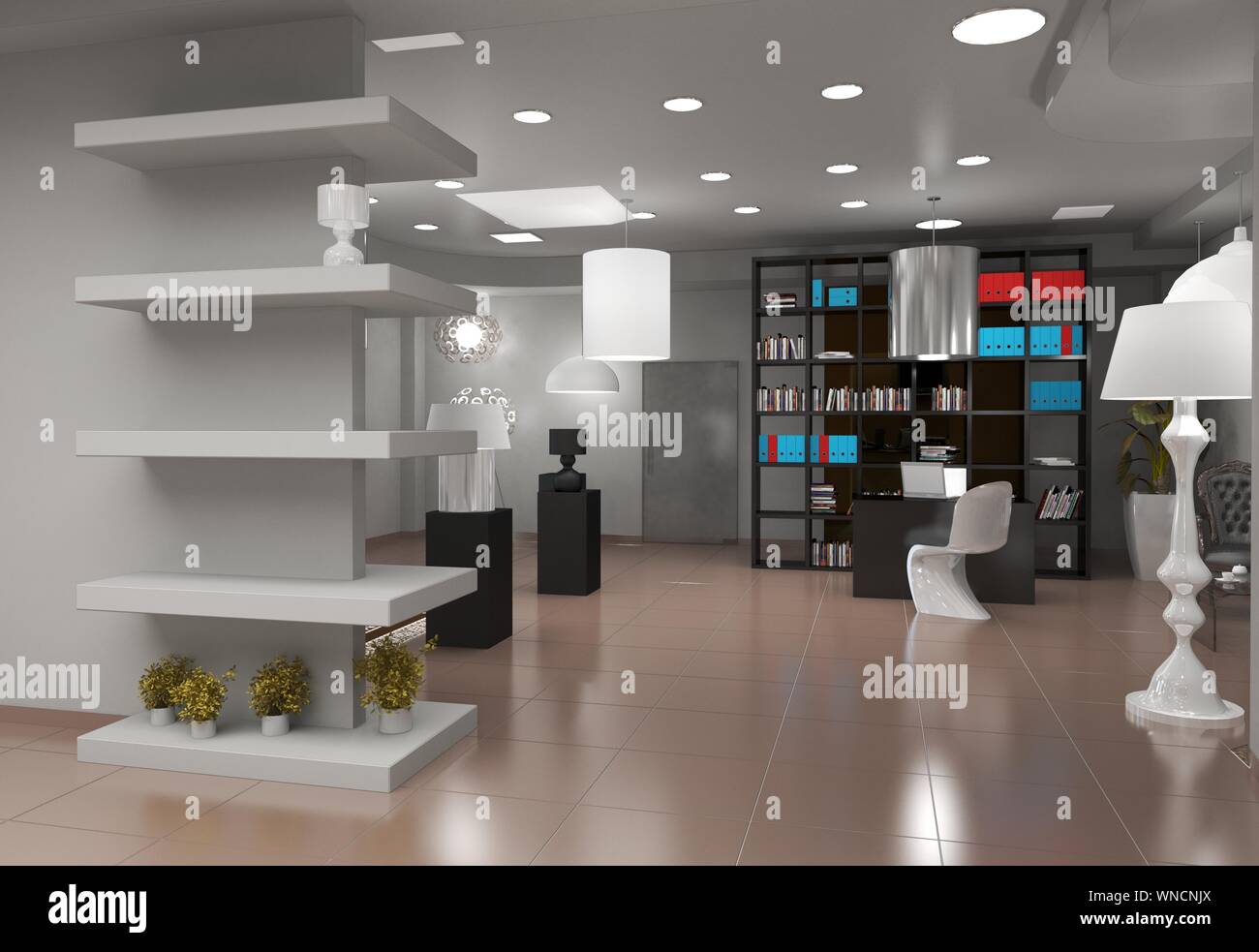 exhibition hall, interior visualization, 3D illustration Stock Photo ...