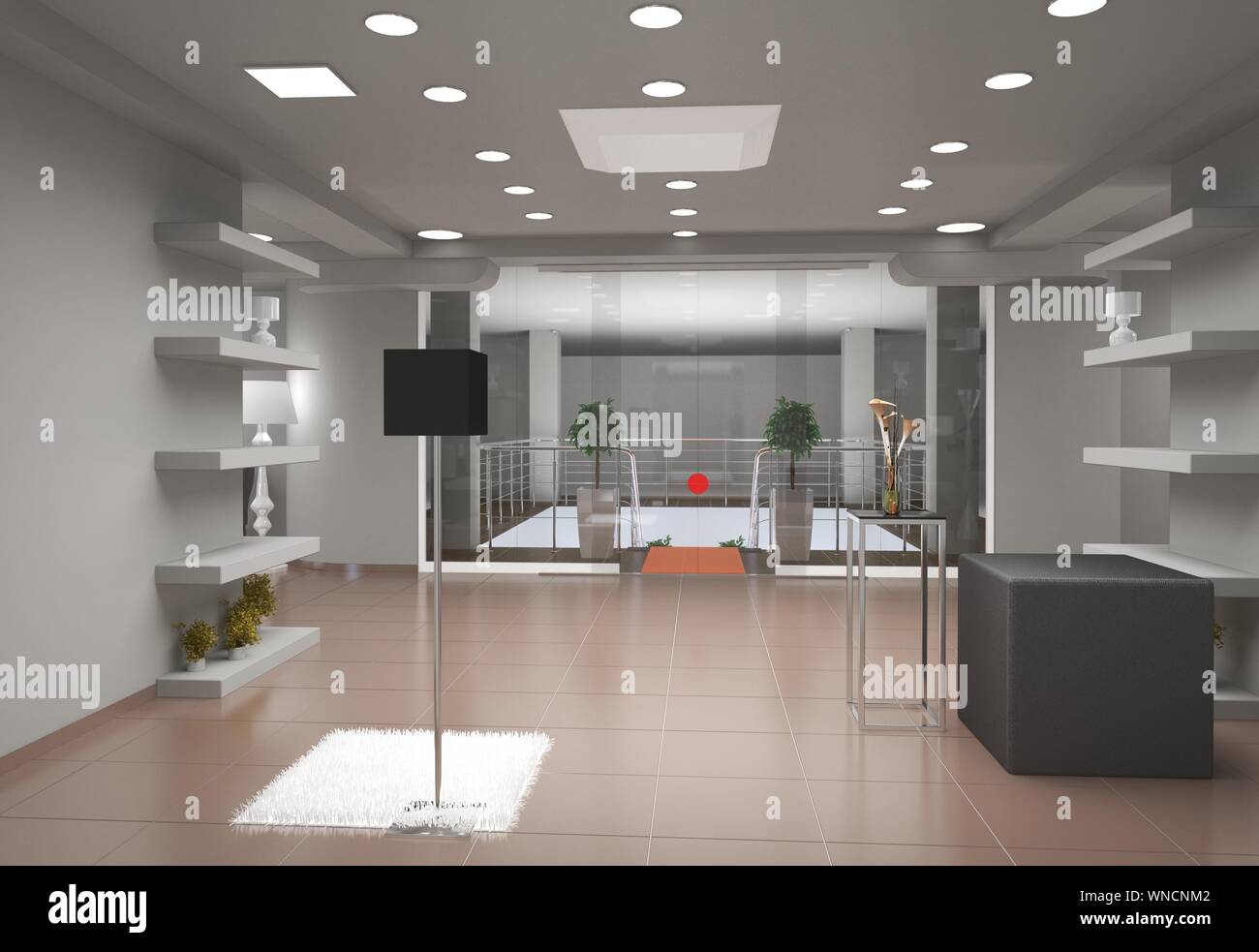 exhibition hall, interior visualization, 3D illustration Stock Photo ...
