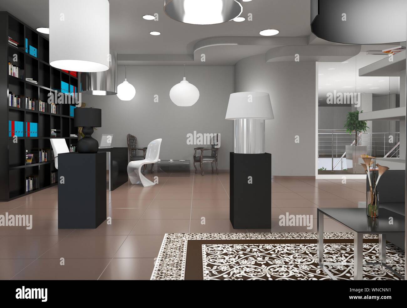 exhibition hall, interior visualization, 3D illustration Stock Photo ...