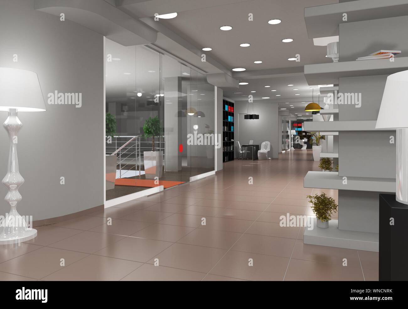 exhibition hall, interior visualization, 3D illustration Stock Photo ...