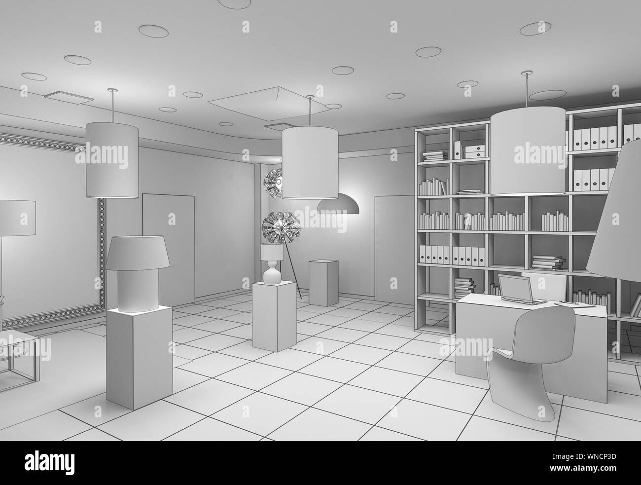 exhibition hall, interior visualization, 3D illustration Stock Photo ...